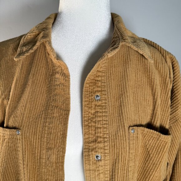 Forever 21 Size S Tan Corduroy Long Sleeve Snap Button Up Light Jacket - Picture 3 of 9